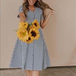 Pink desert - Gingham dress.  - Modest -